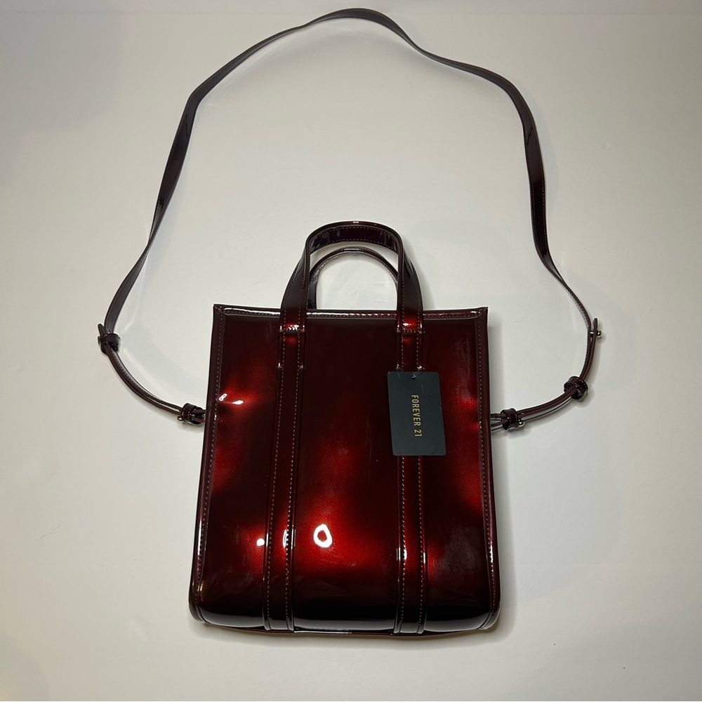 Forever 21 Burgundy Red Purple Satchel Handbag Purse Crossbody
